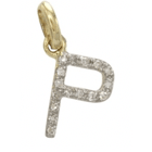 erin gray:14k Gold and Diamond Initial Necklace,P / 16 inch