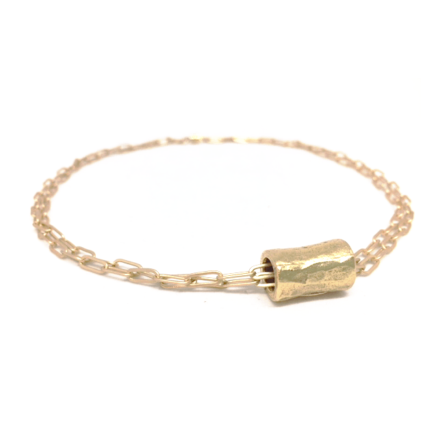 erin gray:Barrel on Double Gold Paperclip Necklace