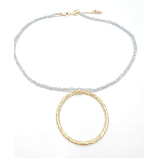 erin gray:Circle of Love on Pale Blue Crystal Necklace