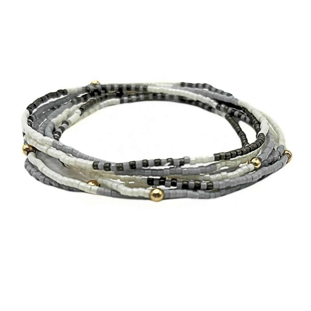 Gray & Graphite 7 Stack Beaded Bracelet - Erin Gray