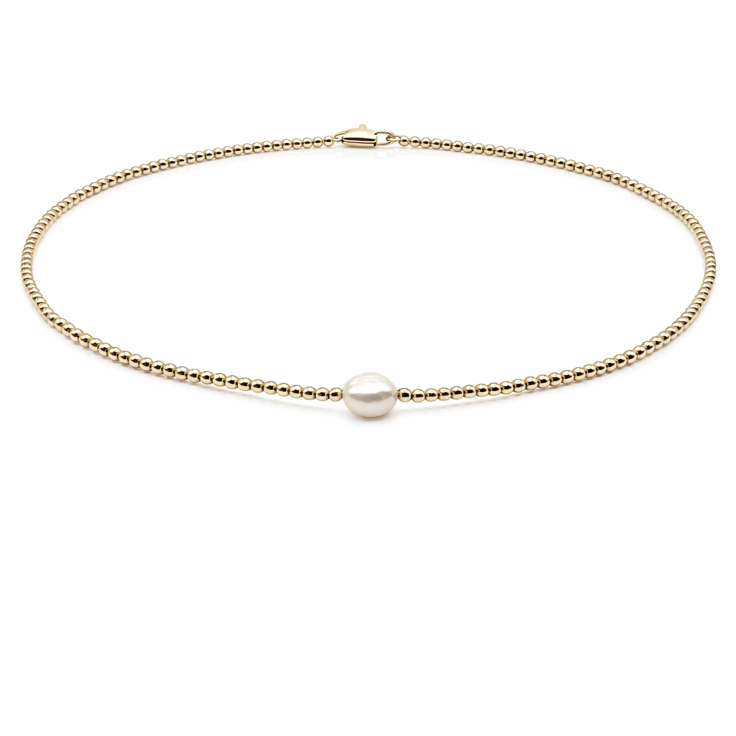 2mm 14k Gold-Filled with Single Baroque Pearl Necklace