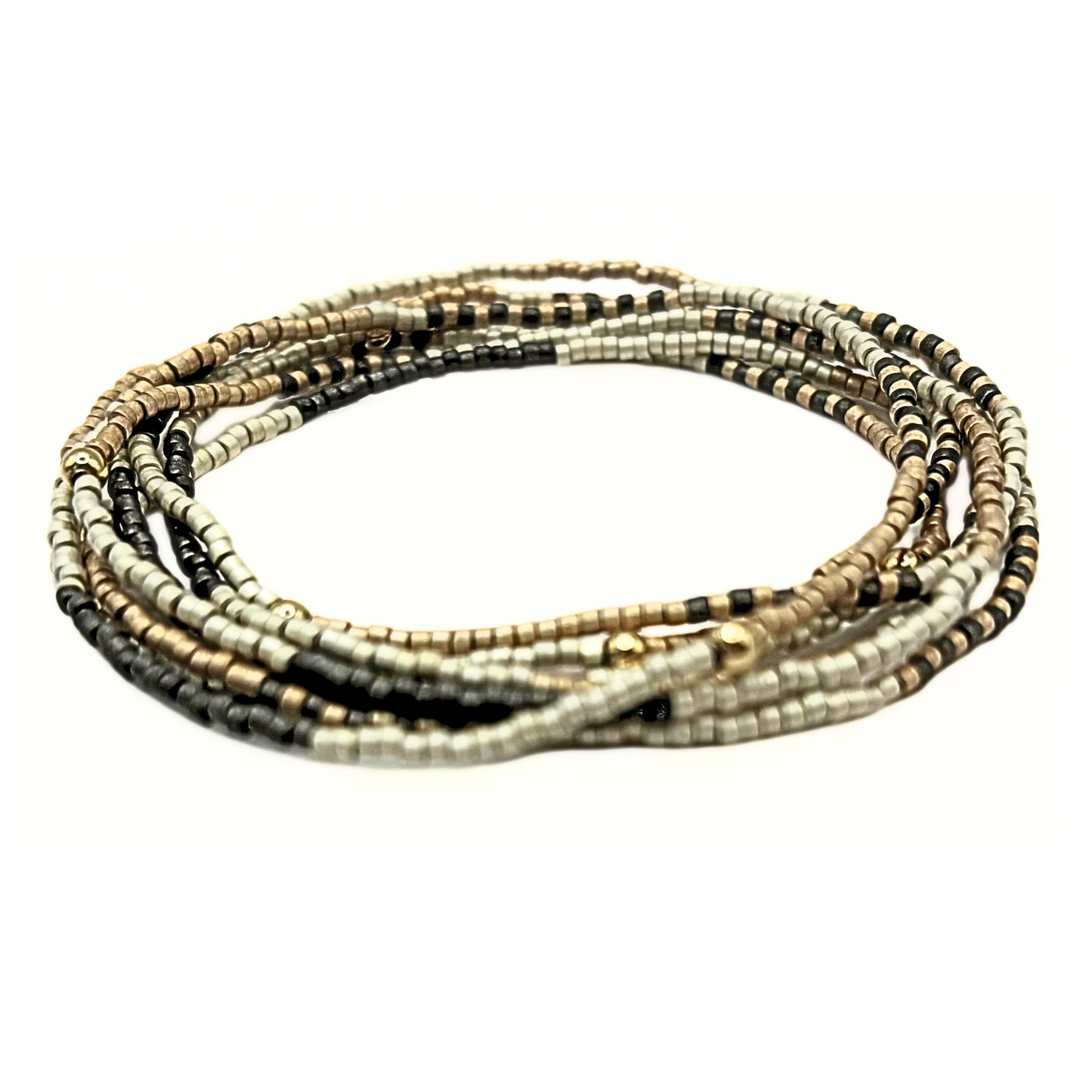 Golden & Graphite 7 Stack Beaded Bracelet - Erin Gray