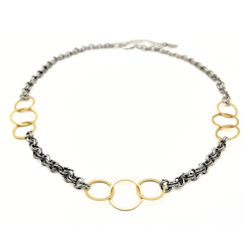 Allure Gold Trinity Statement Necklace in Mixed Metal