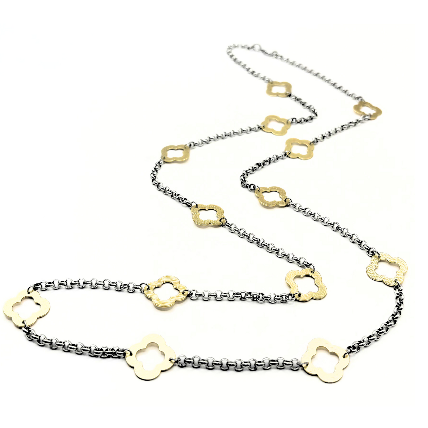 Allure Gold Clover Long Necklace in Mixed Metal