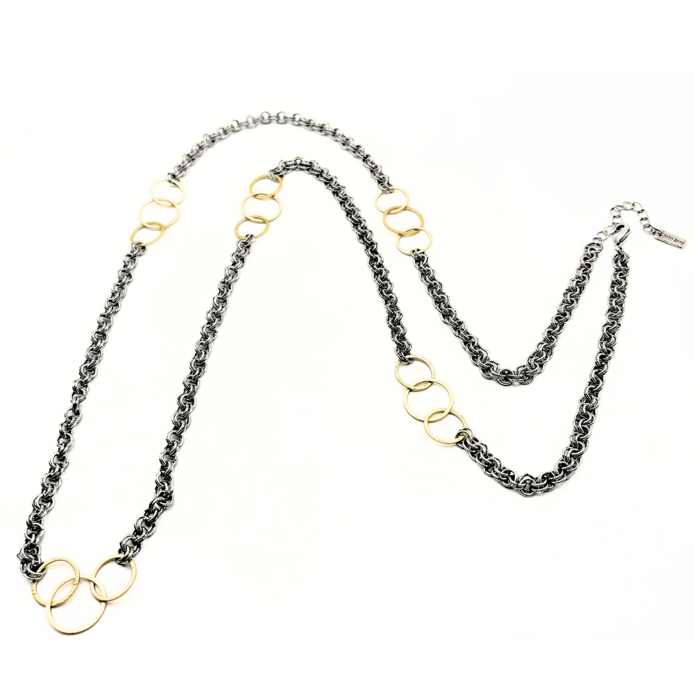 
                      
                        Allure Gold Trinity Long Necklace in Mixed Metal
                      
                    