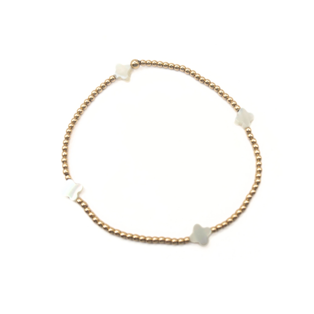 The Lucky Clover Bracelet in White Mother of Pearl