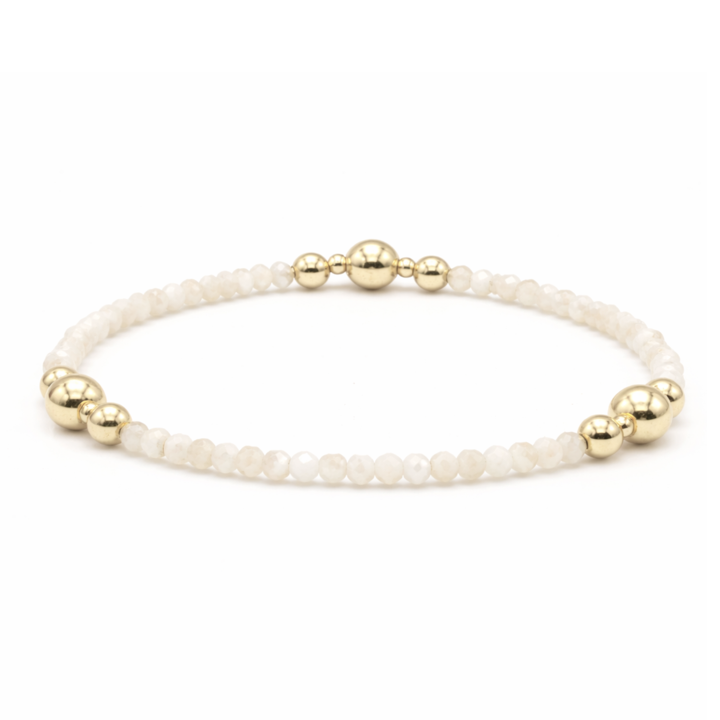 The Nantucket Shimmer Winter White & 14k Gold- Filled Beaded Bracelet