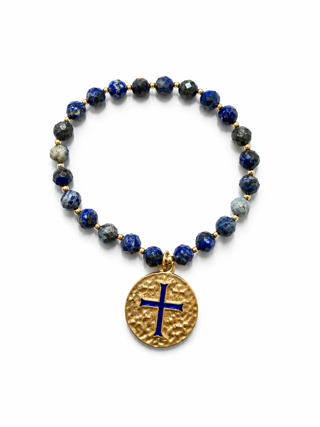 Coin Charm on Natural Sodalite Stone Bracelet erin gray
