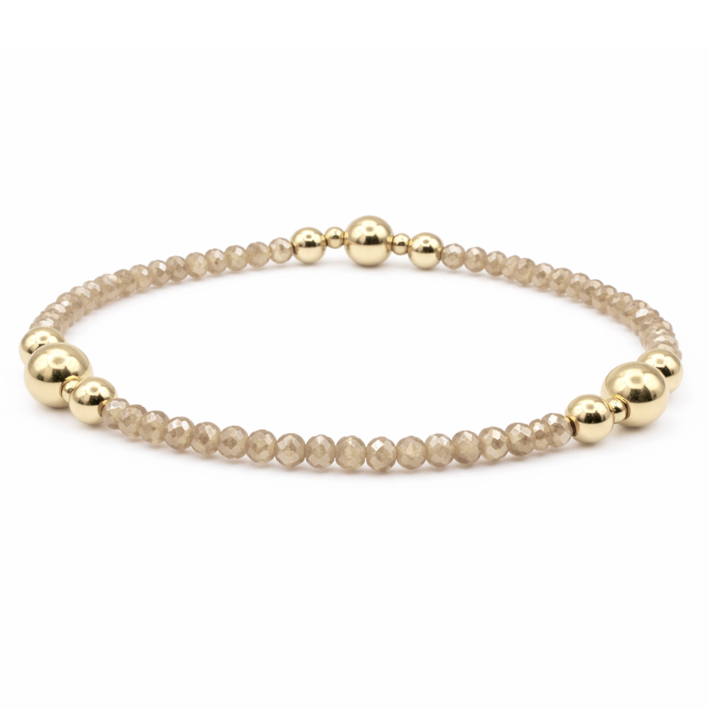 The Nantucket Shimmer Champagne & 14k Gold- Filled Beaded Bracelet