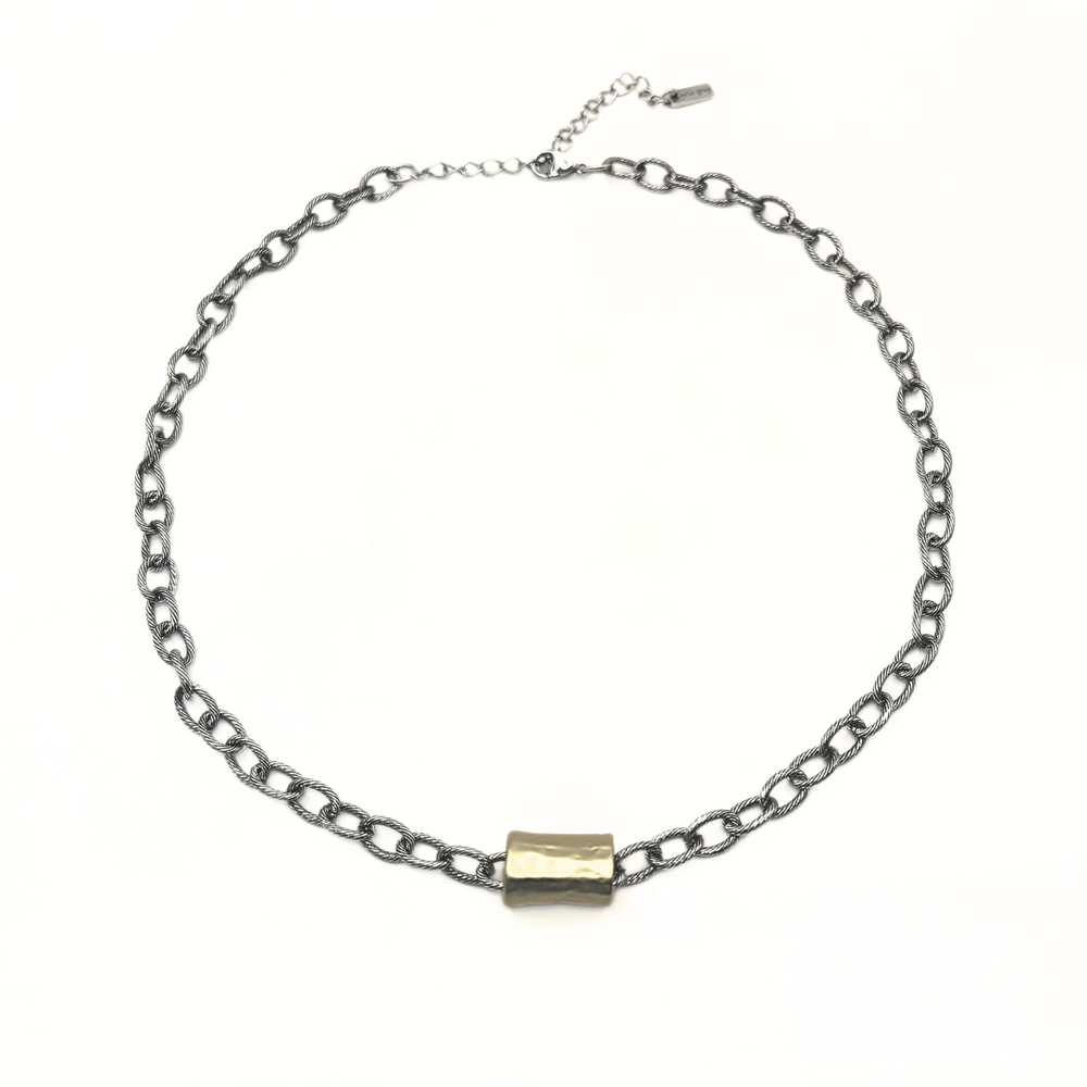 
                      
                        Allure Gold Barrel Mixed Metal Statement Necklace
                      
                    