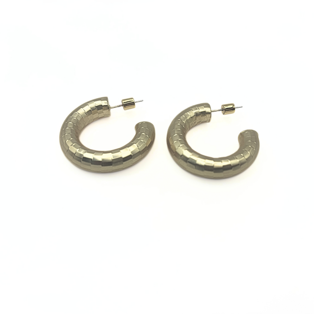 Allure 30mm Brushed Gold Patterned Hoop Earring