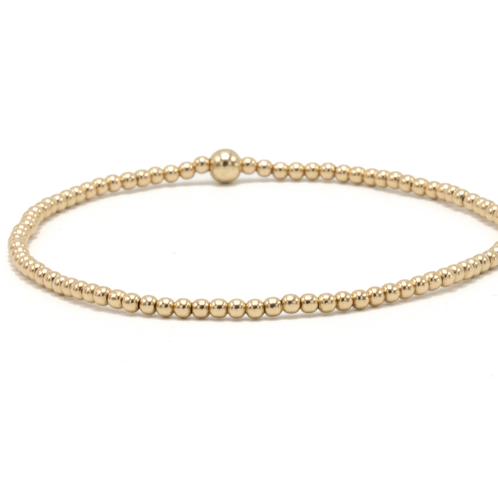 14k gold-filled waterproof Karma Bracelet 2mm with single 4mm bead - Erin Gray 