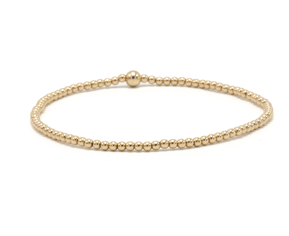 14k gold-filled waterproof Karma Bracelet 2mm with single 4mm bead - Erin Gray 