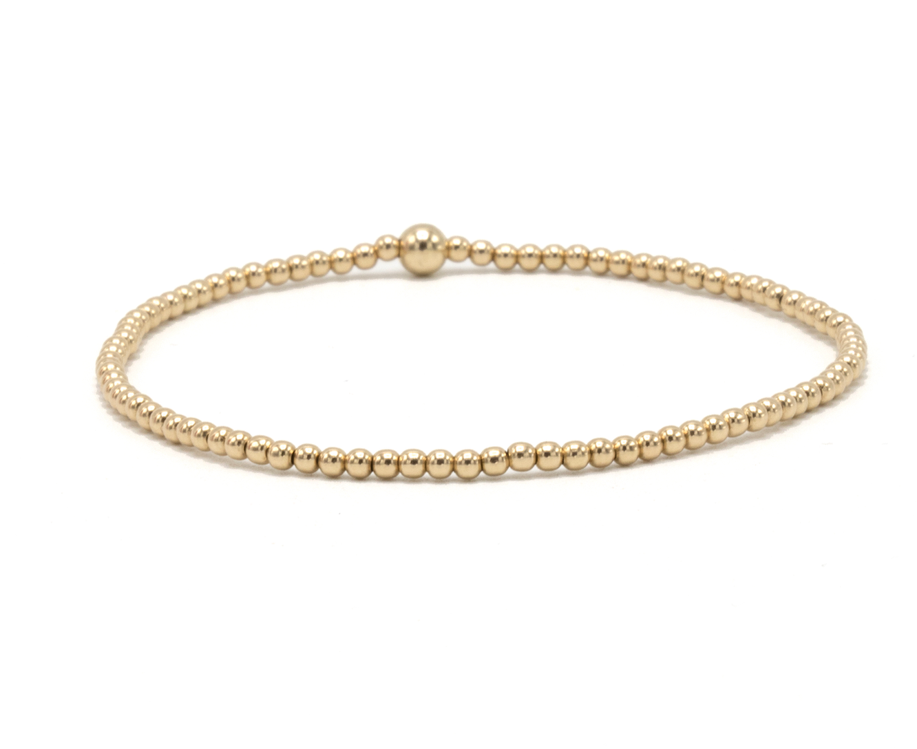 14k gold-filled waterproof Karma Bracelet 2mm with single 4mm bead - Erin Gray 