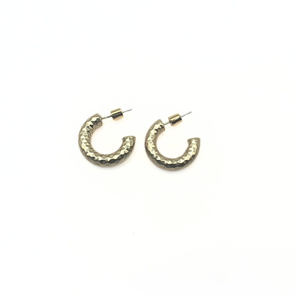 Allure 20mm Brushed Gold Hammered Hoop Earring