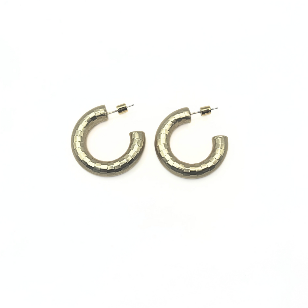 Allure 30mm Brushed Gold Patterned Hoop Earring