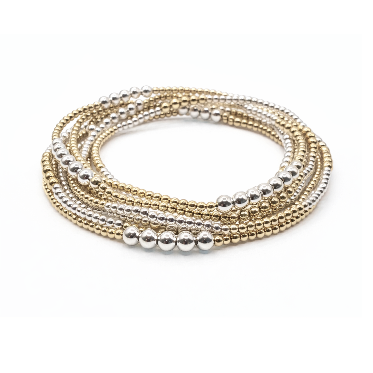 The Hamptons Alloy 2x3 14k Gold-Filled with Sterling Beaded Bracelet