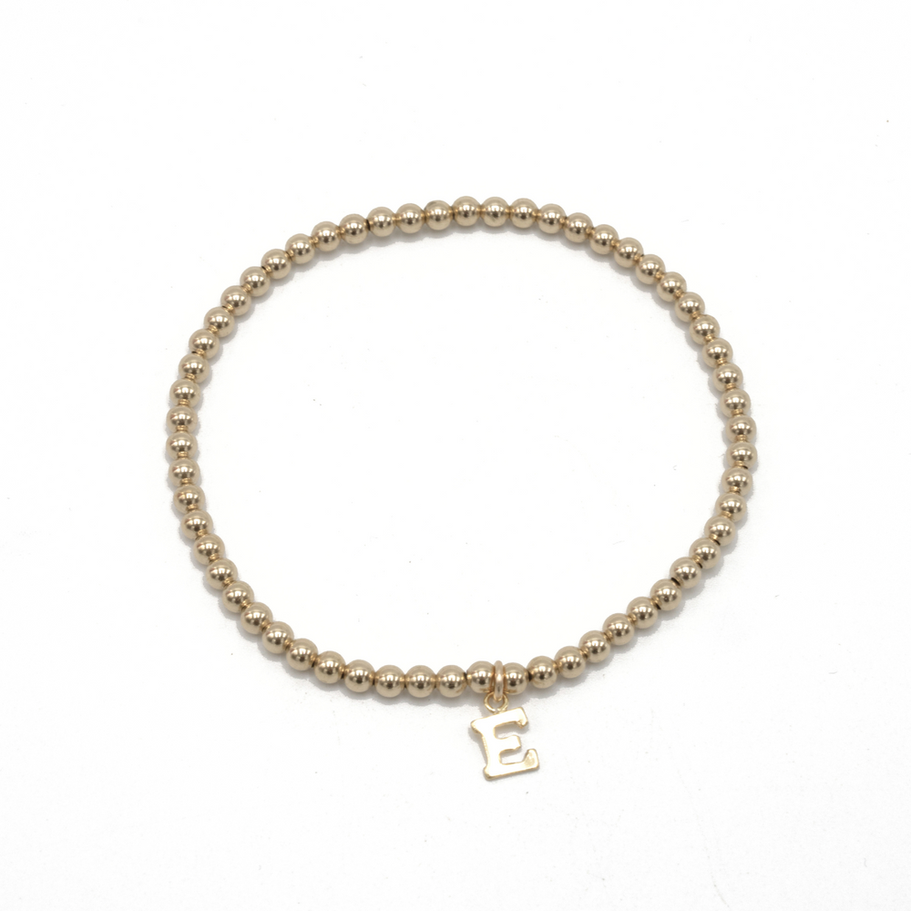 3mm Gold Filled Initial Charm Waterproof Bracelets- Erin Gray