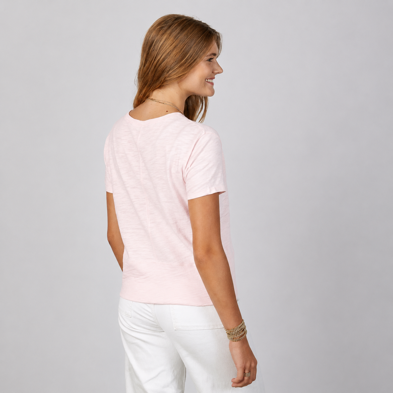 Celia Perfect Length Tee in Pink - Short Sleeve erin gray