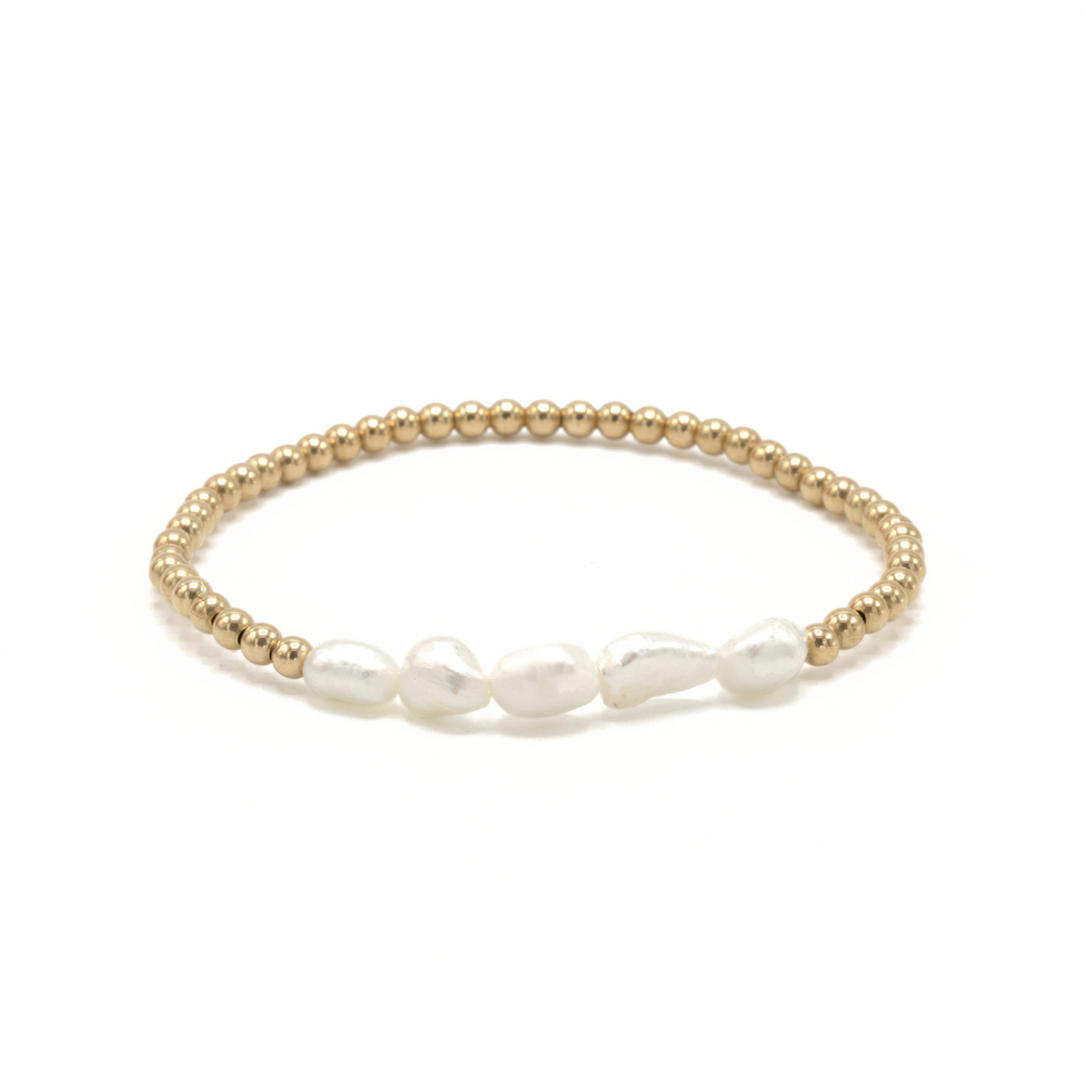 Baroque Row Pearl Bracelet in 14k Gold-Filled