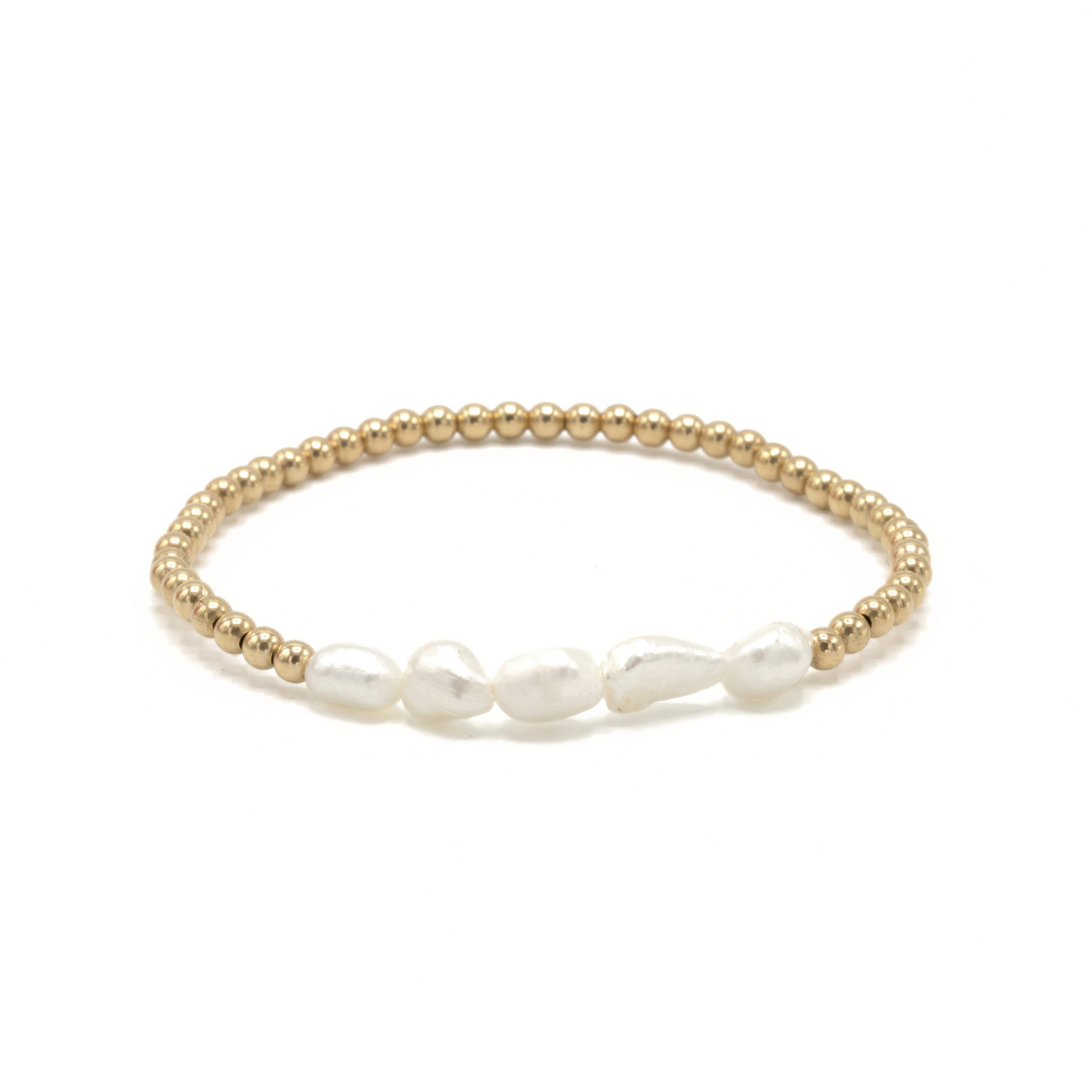 Baroque Row Pearl Bracelet in 14k Gold-Filled