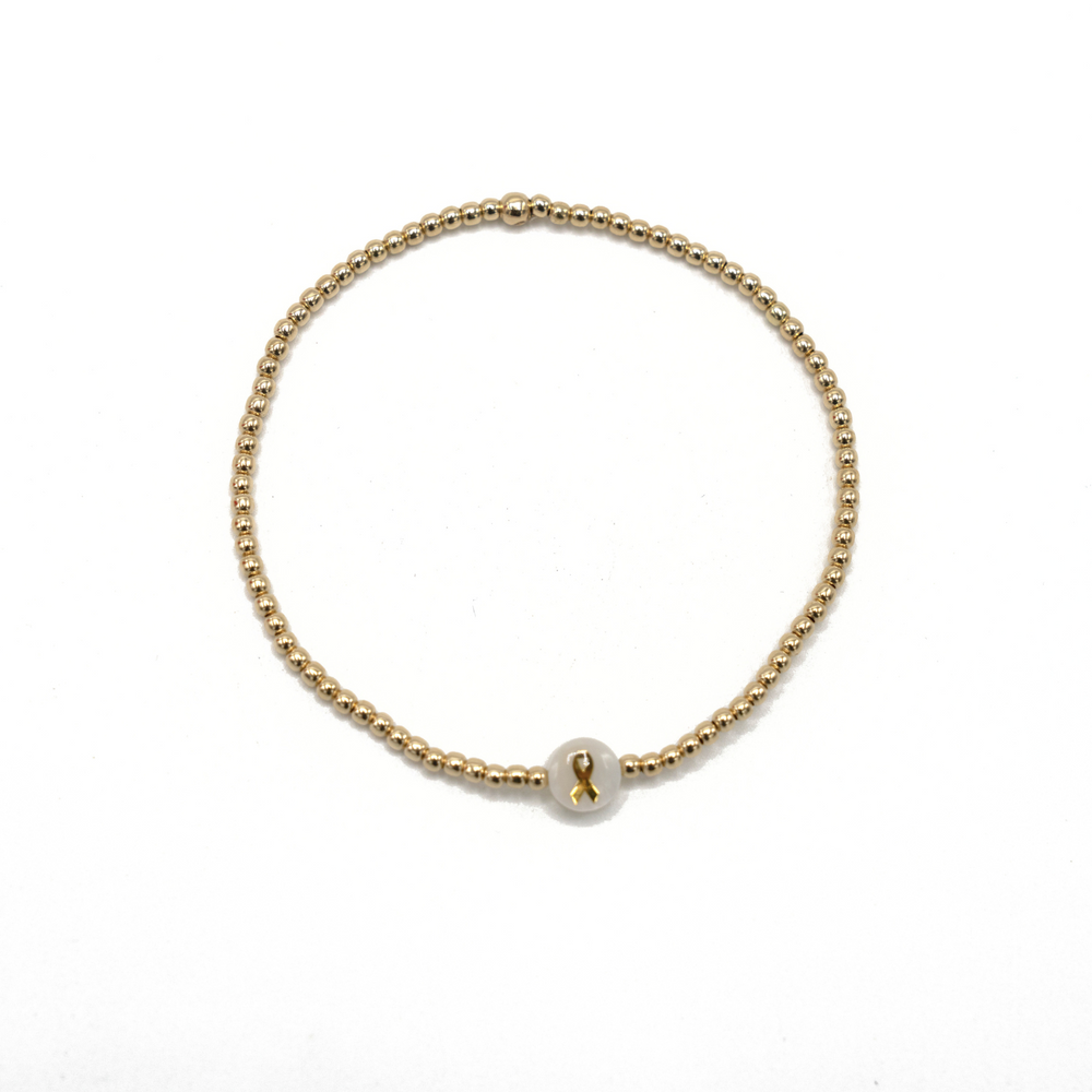 2mm Gold Filled CURE Mother of Pearl Charm Waterproof Bracelet