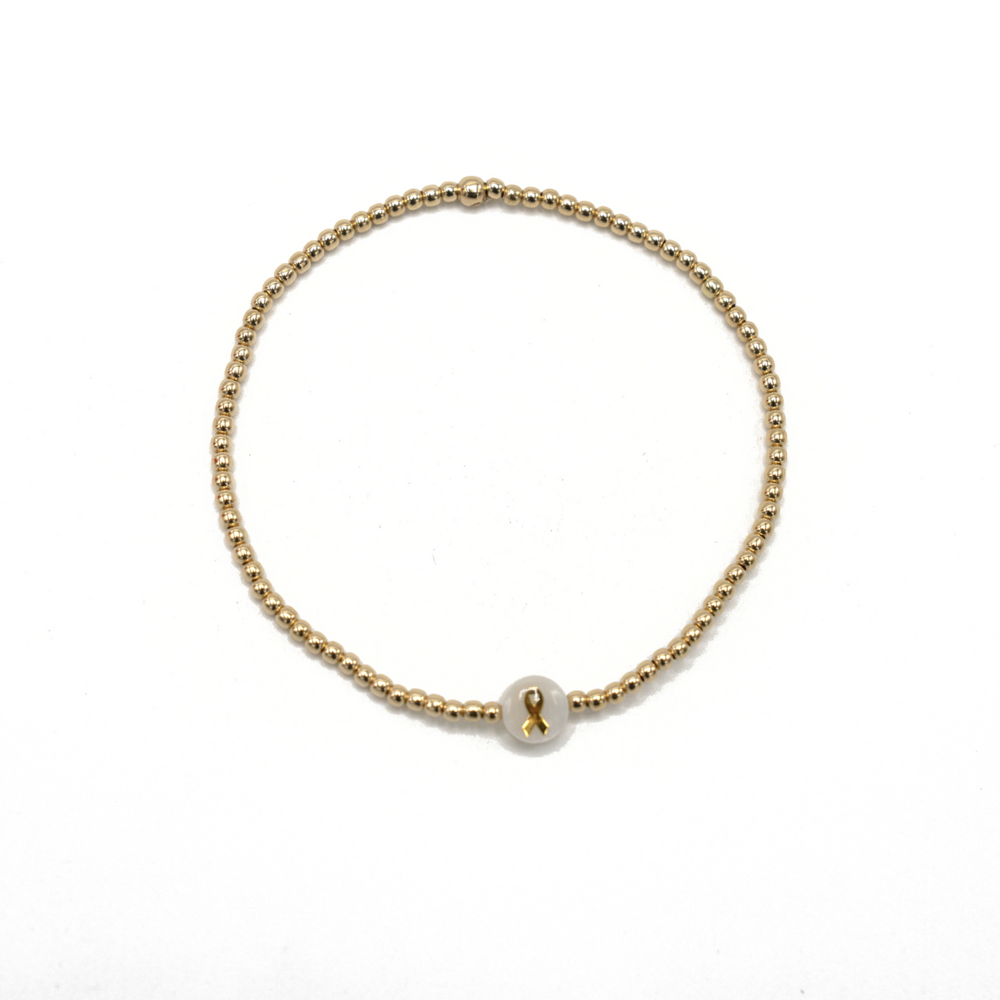 2mm Gold Filled CURE Mother of Pearl Charm Waterproof Bracelet