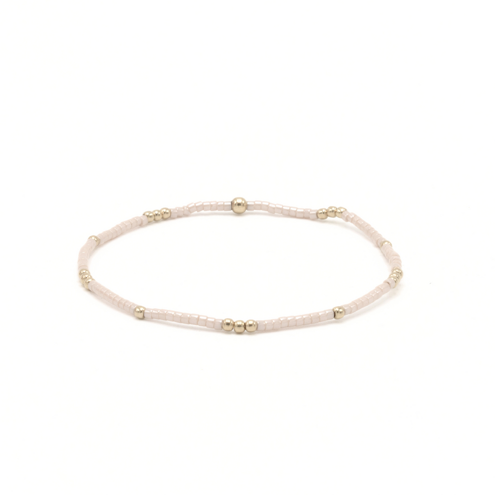 2mm Newport PALEST PINK + Gold Filled Waterproof Bracelet- Erin Gray