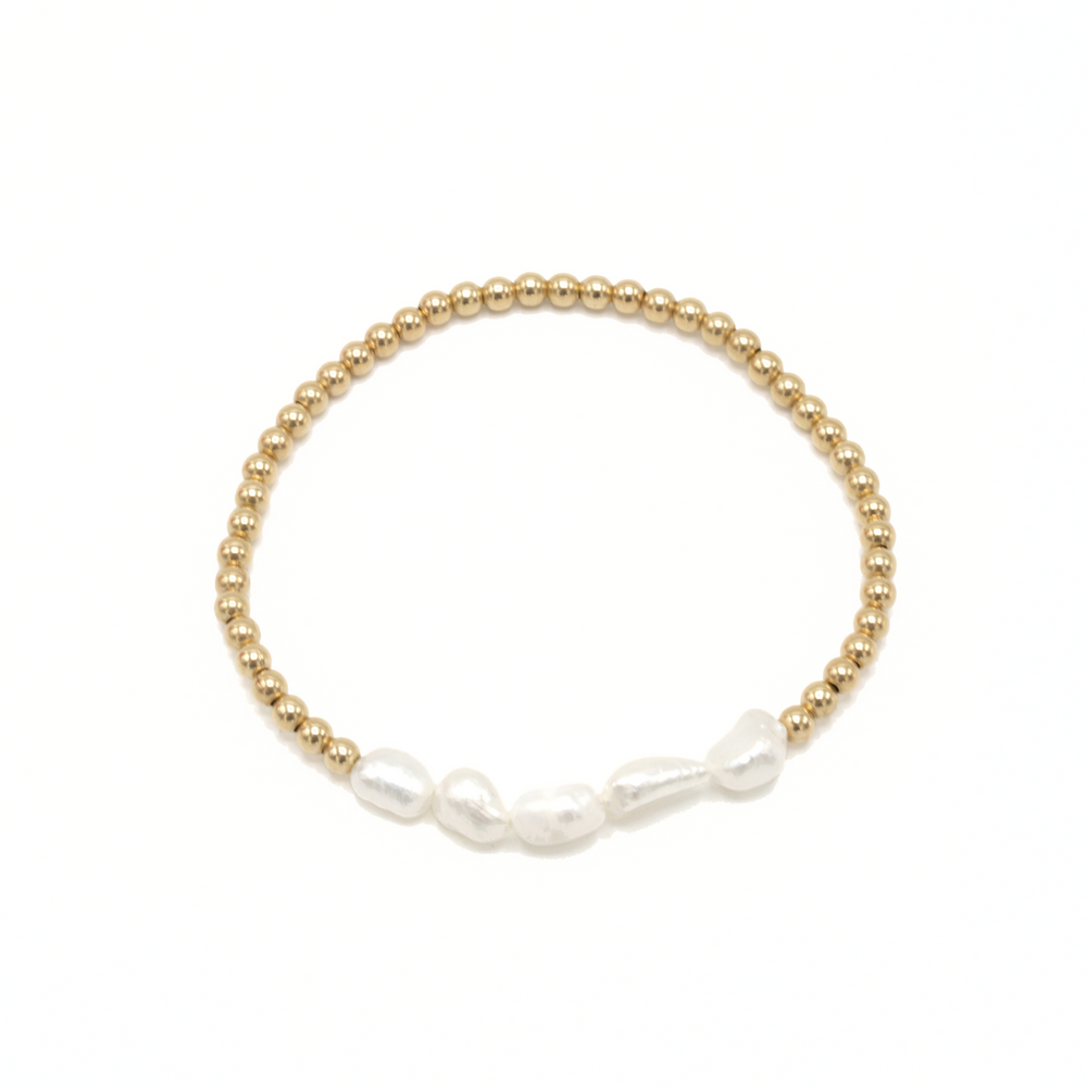 Baroque Row Pearl Bracelet in 14k Gold-Filled