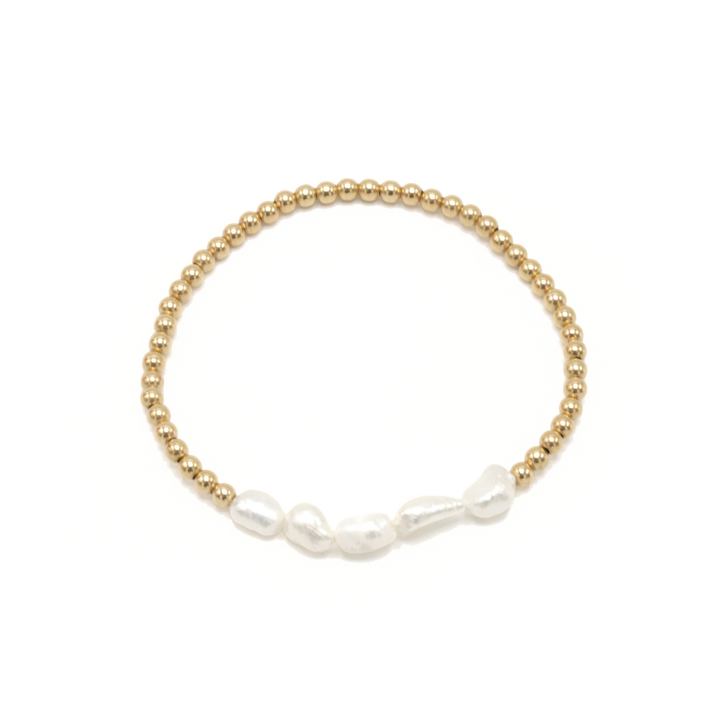 Baroque Row Pearl Bracelet in 14k Gold-Filled