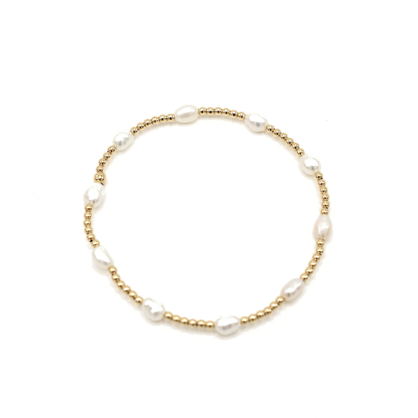 Petite Patterned Rice Pearl Bracelet with 14k Gold-Filled Beads