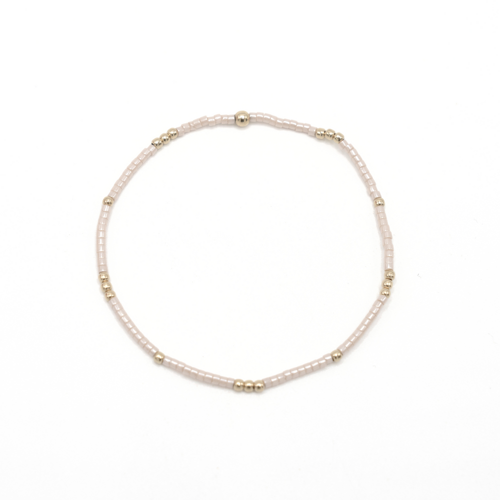 2mm Newport PALEST PINK + Gold Filled Waterproof Bracelet- Erin Gray