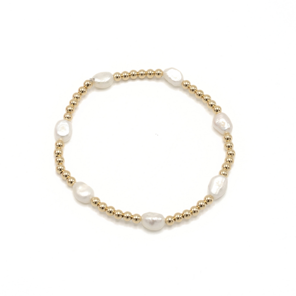 Baroque Patterned Pearl Bracelet in 14k Gold-Filled