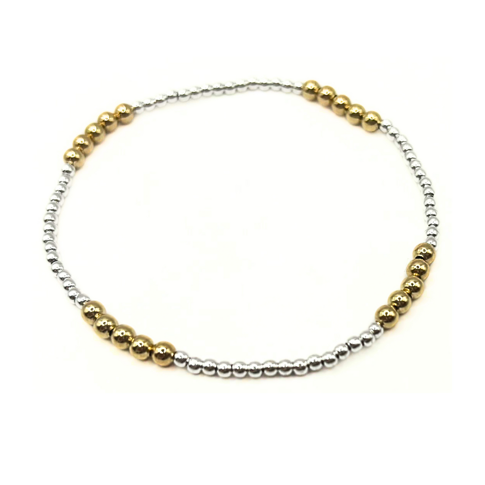 Hamptons Mix 2x4 gold and silver beaded bracelet – Erin Gray