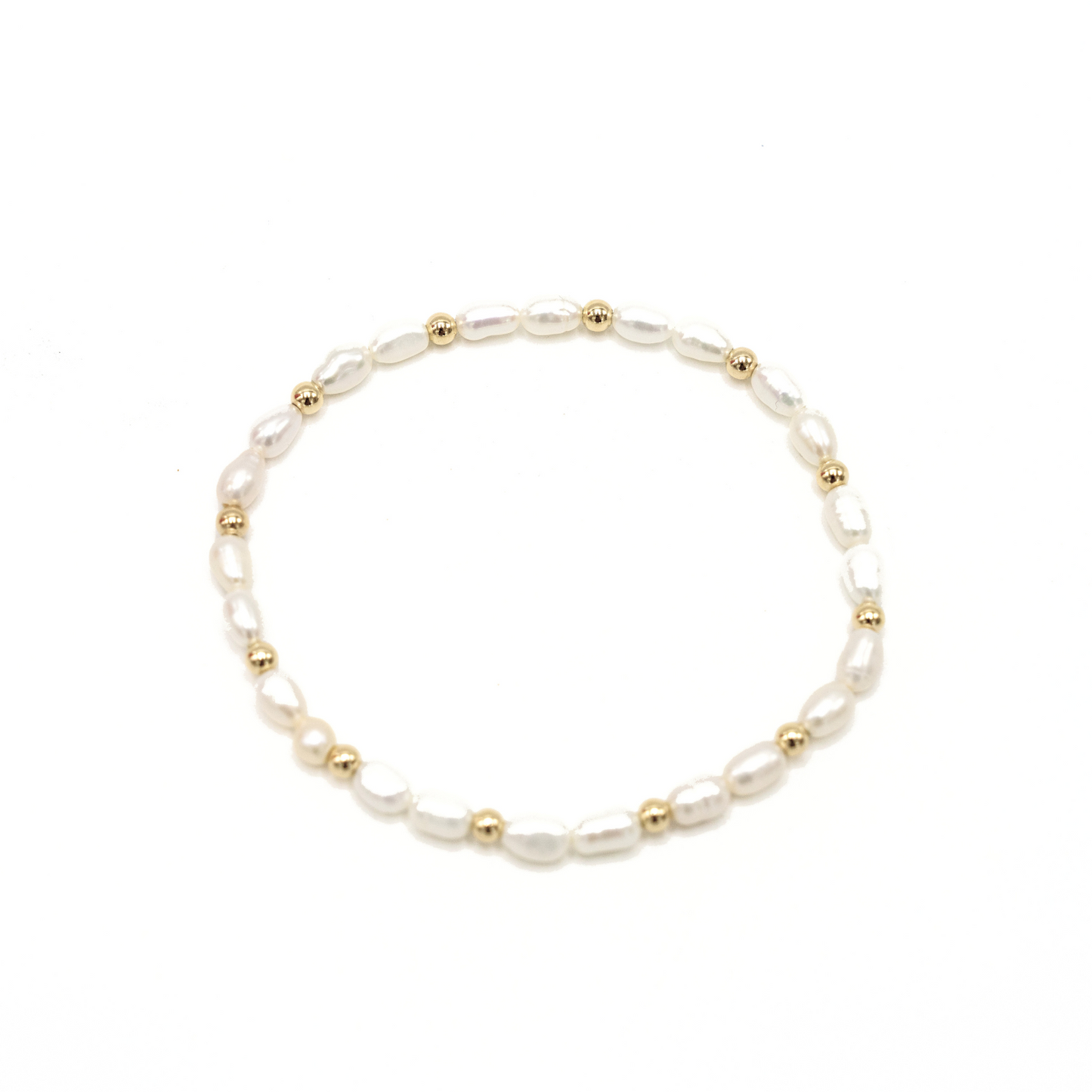 Rice Pearl Bracelet with 3mm 14k Gold-Filled Beads