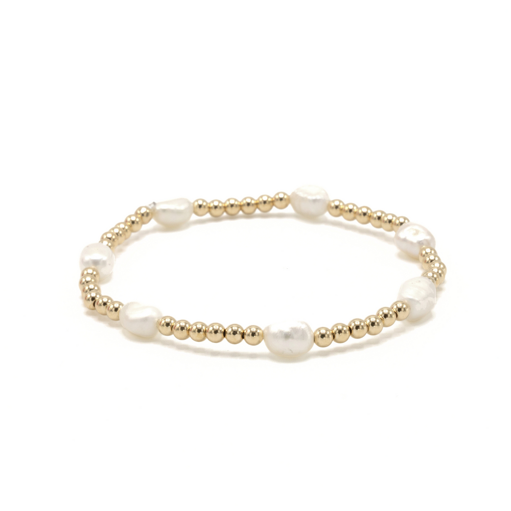 Baroque Patterned Pearl Bracelet in 14k Gold-Filled