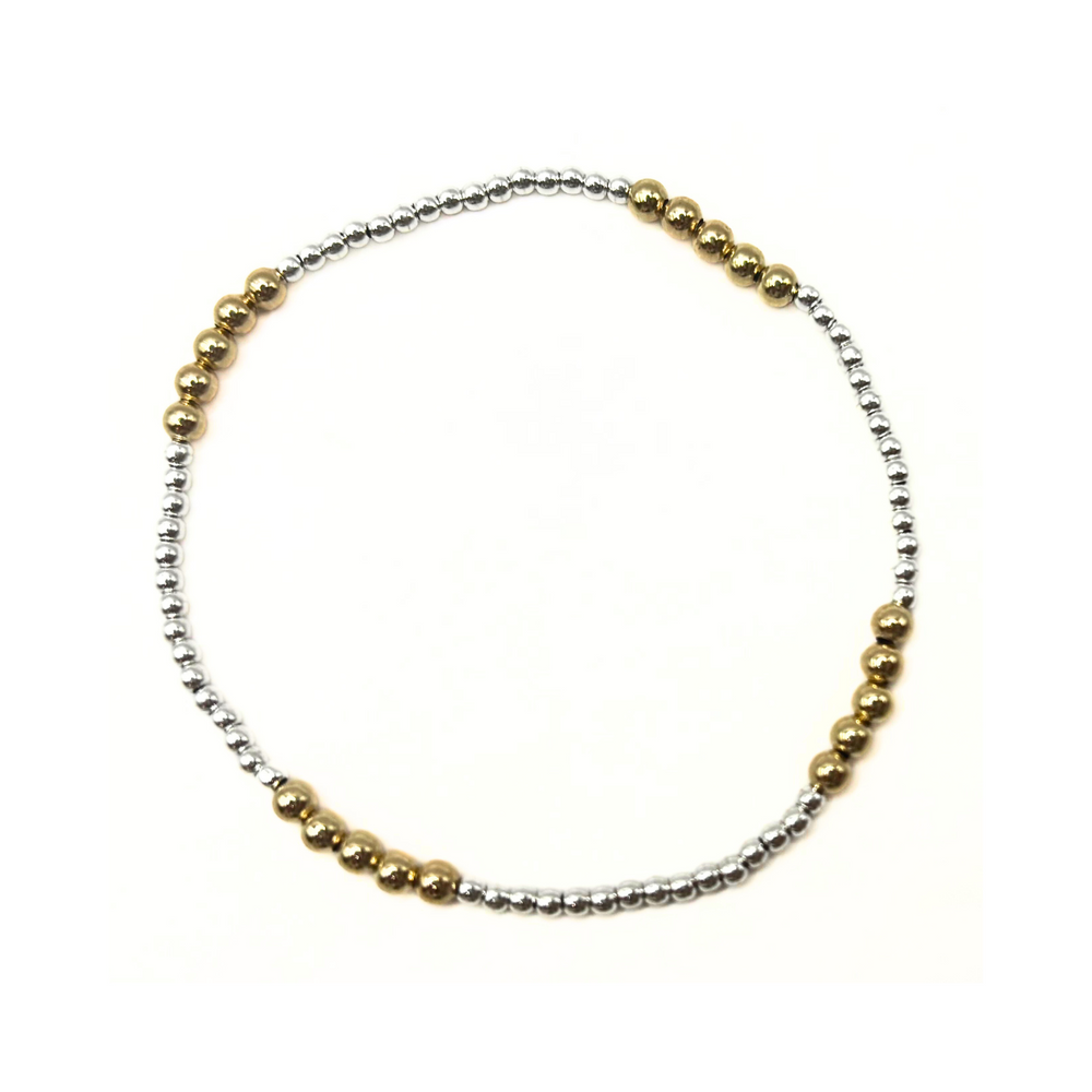 Hamptons Mix 2x3 beaded bracelet – silver and gold – Erin Gray