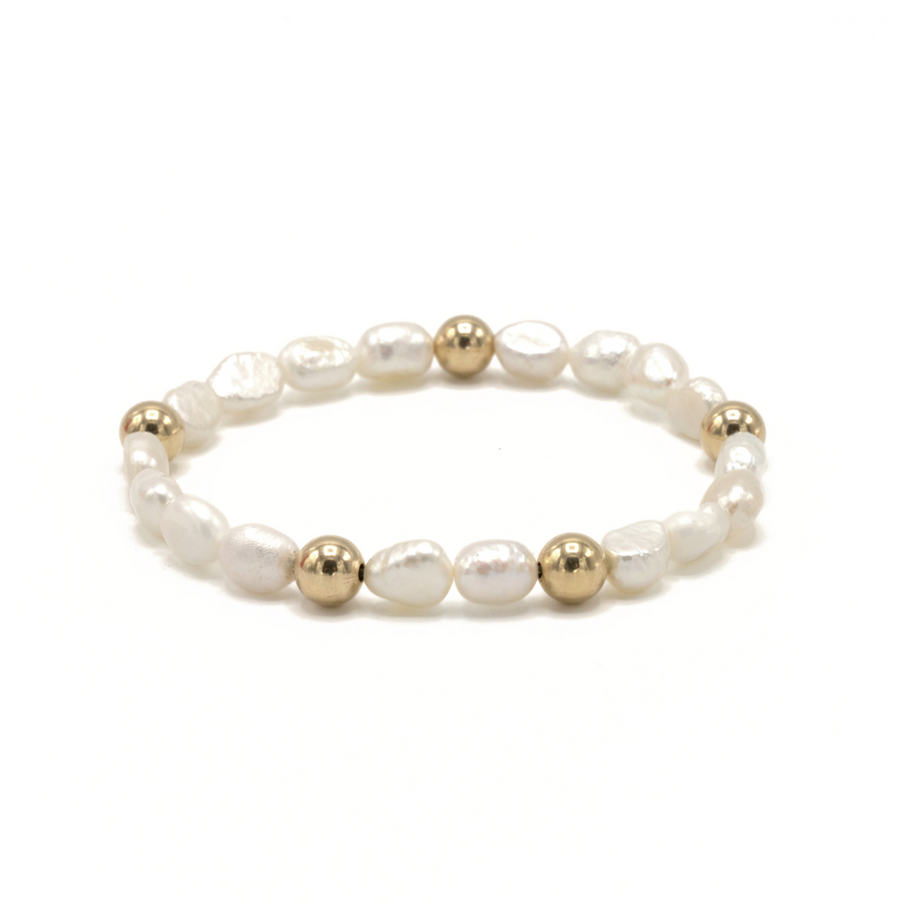Baroque Pearl Statement Bracelet with 6mm 14k Gold-Filled Beads