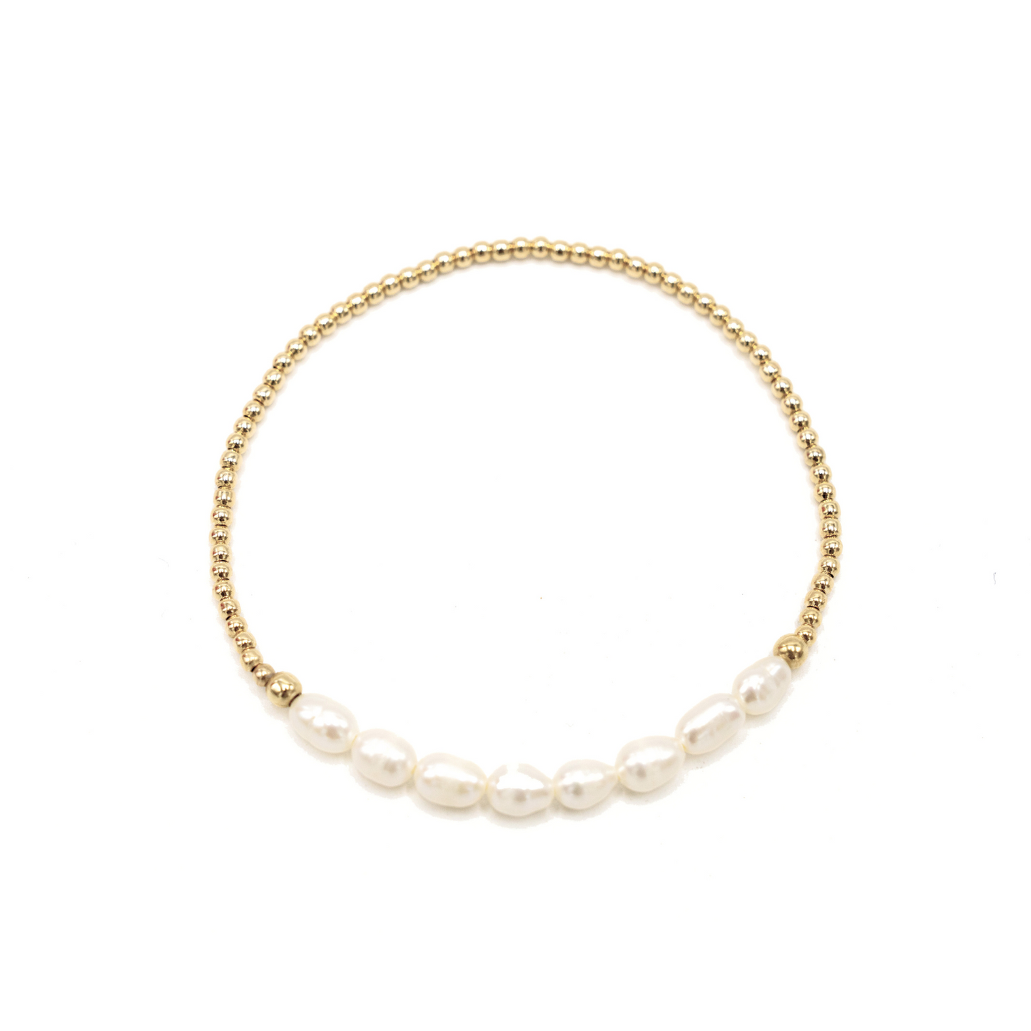 Petite Row Rice Pearl Bracelet with 14k Gold-Filled Beads