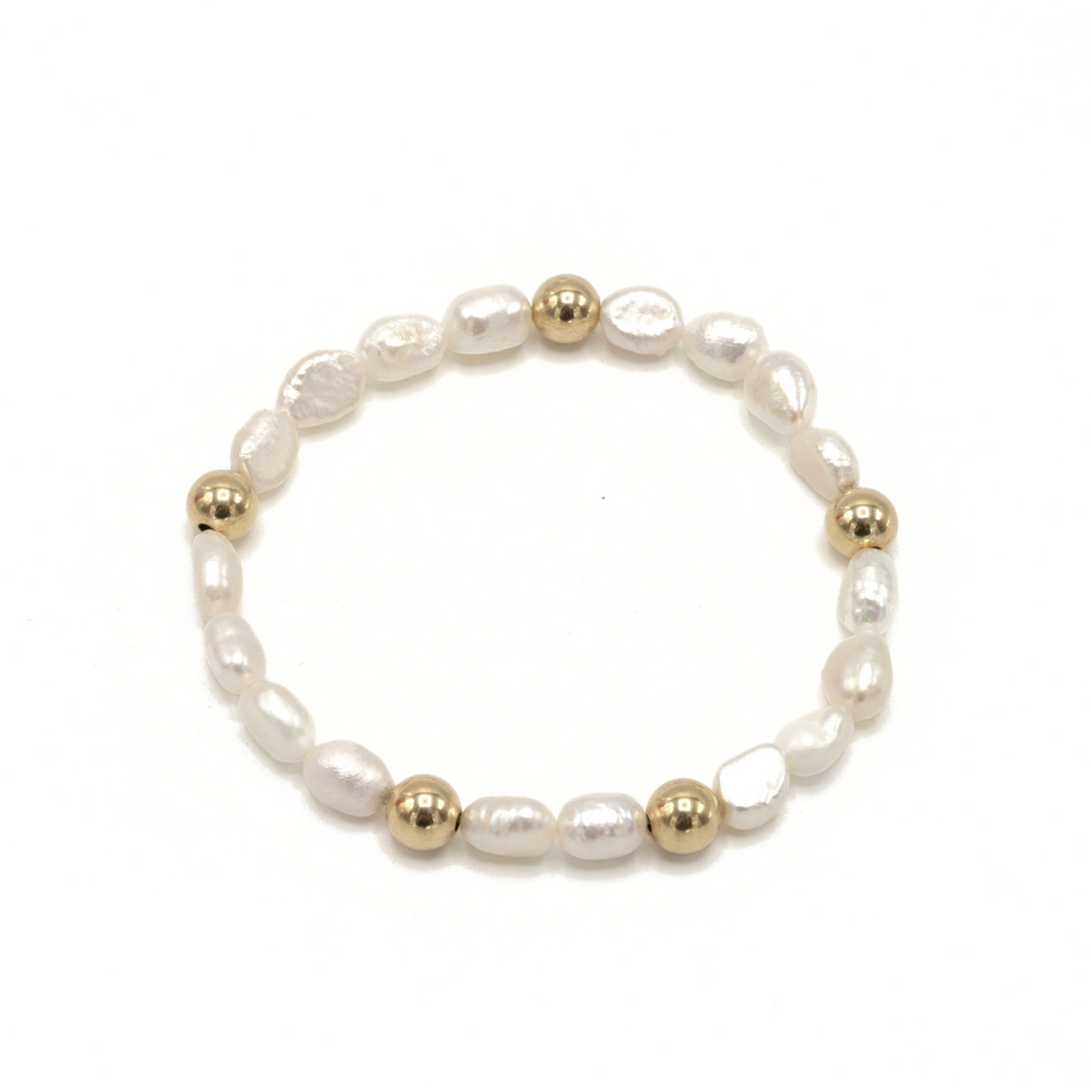 Baroque Pearl Statement Bracelet with 6mm 14k Gold-Filled Beads