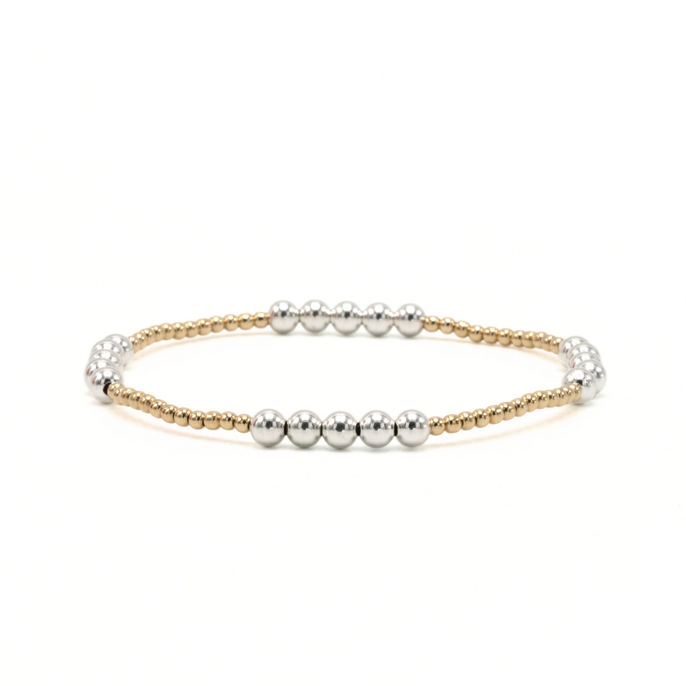 
                      
                        Hamptons Alloy 2x4 gold and silver beaded bracelet – Erin Gray
                      
                    