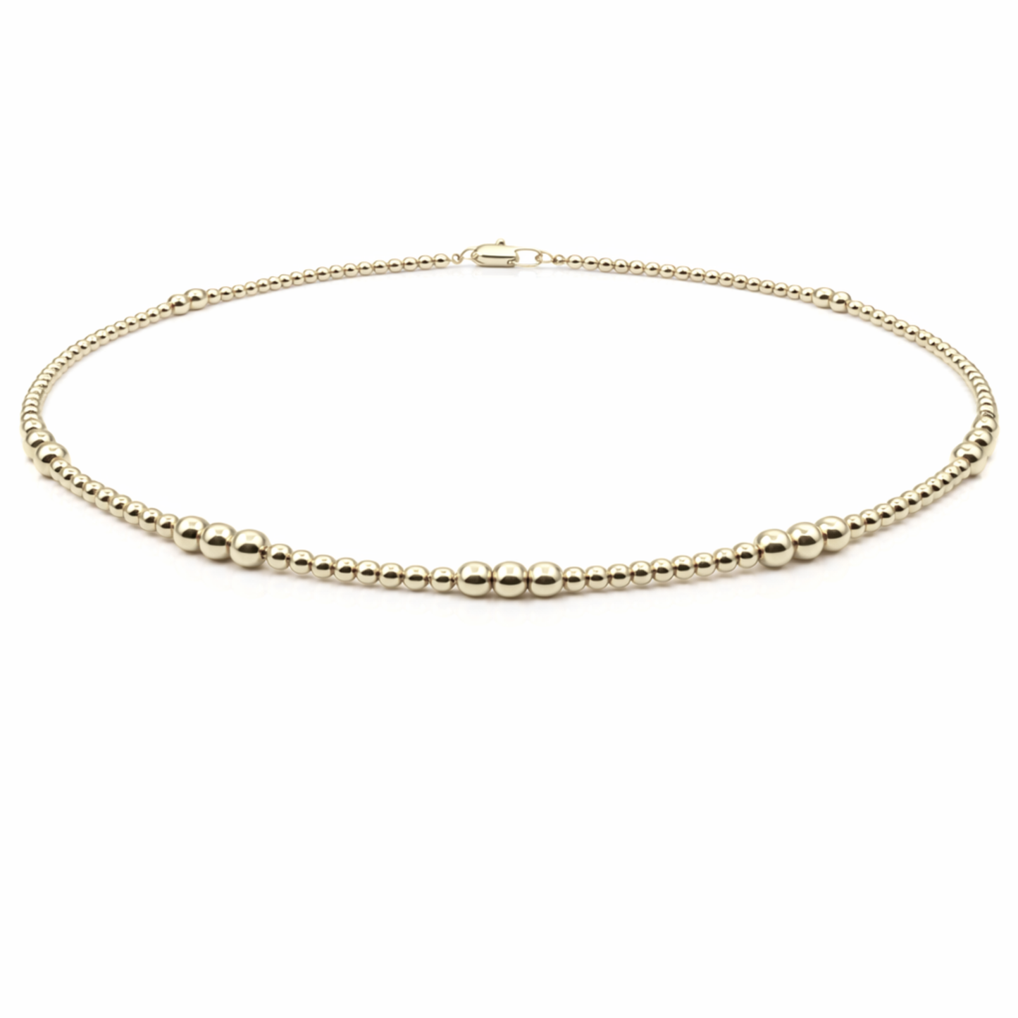 2mm+4mm beaded 14k Gold Filled Waterproof Necklace