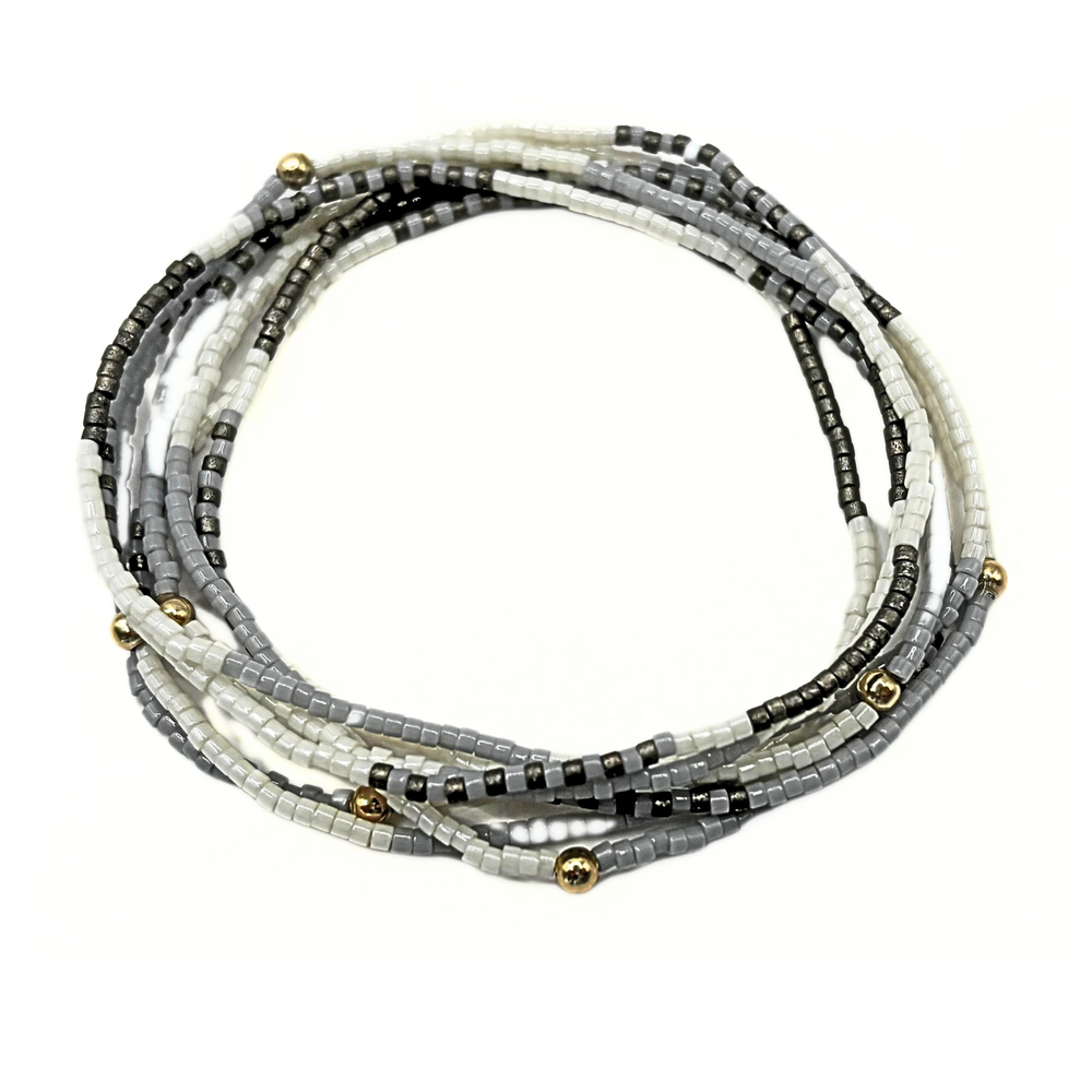 Gray & Graphite 7 Stack Beaded Bracelet - Erin Gray