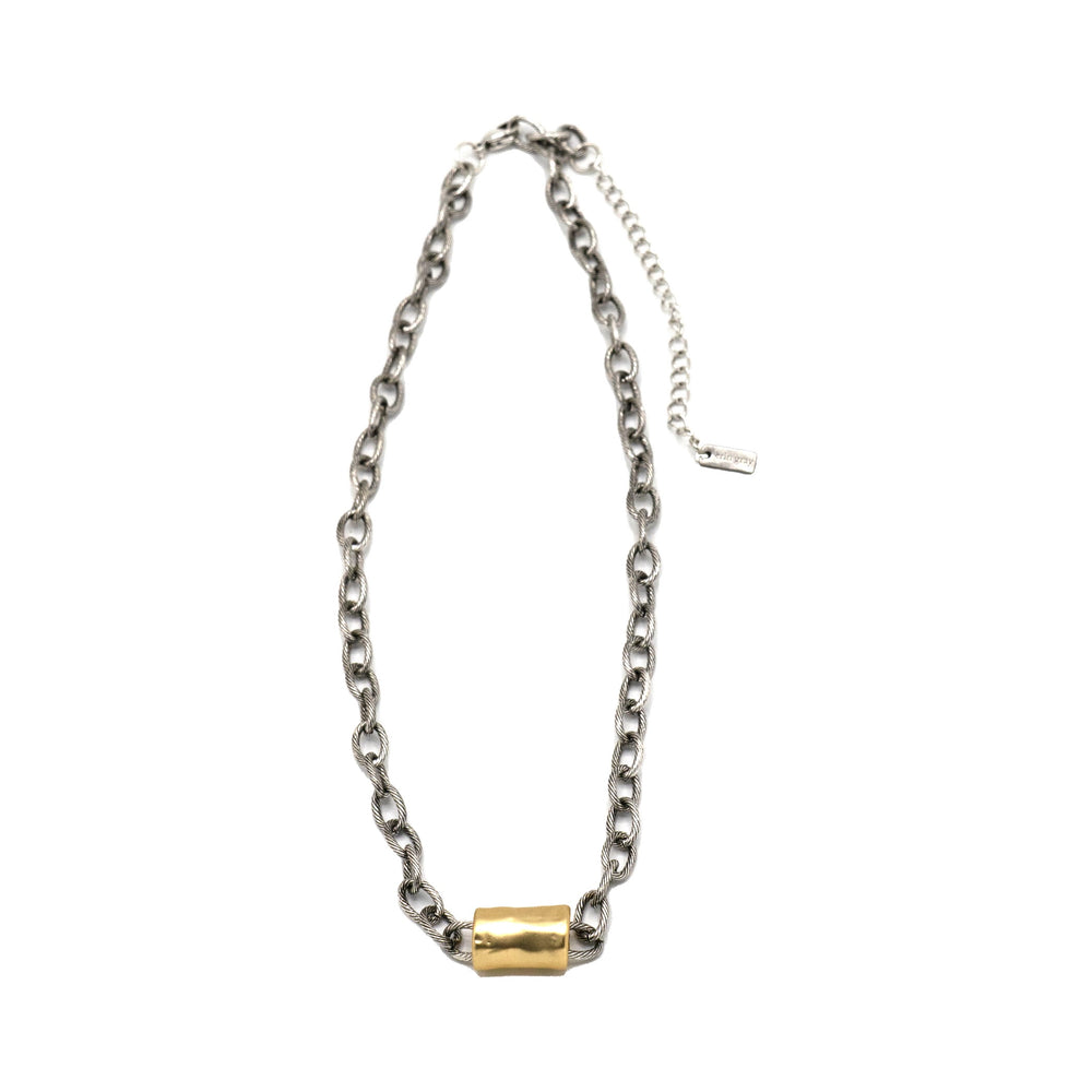 Allure Gold Barrel Mixed Metal Statement Necklace