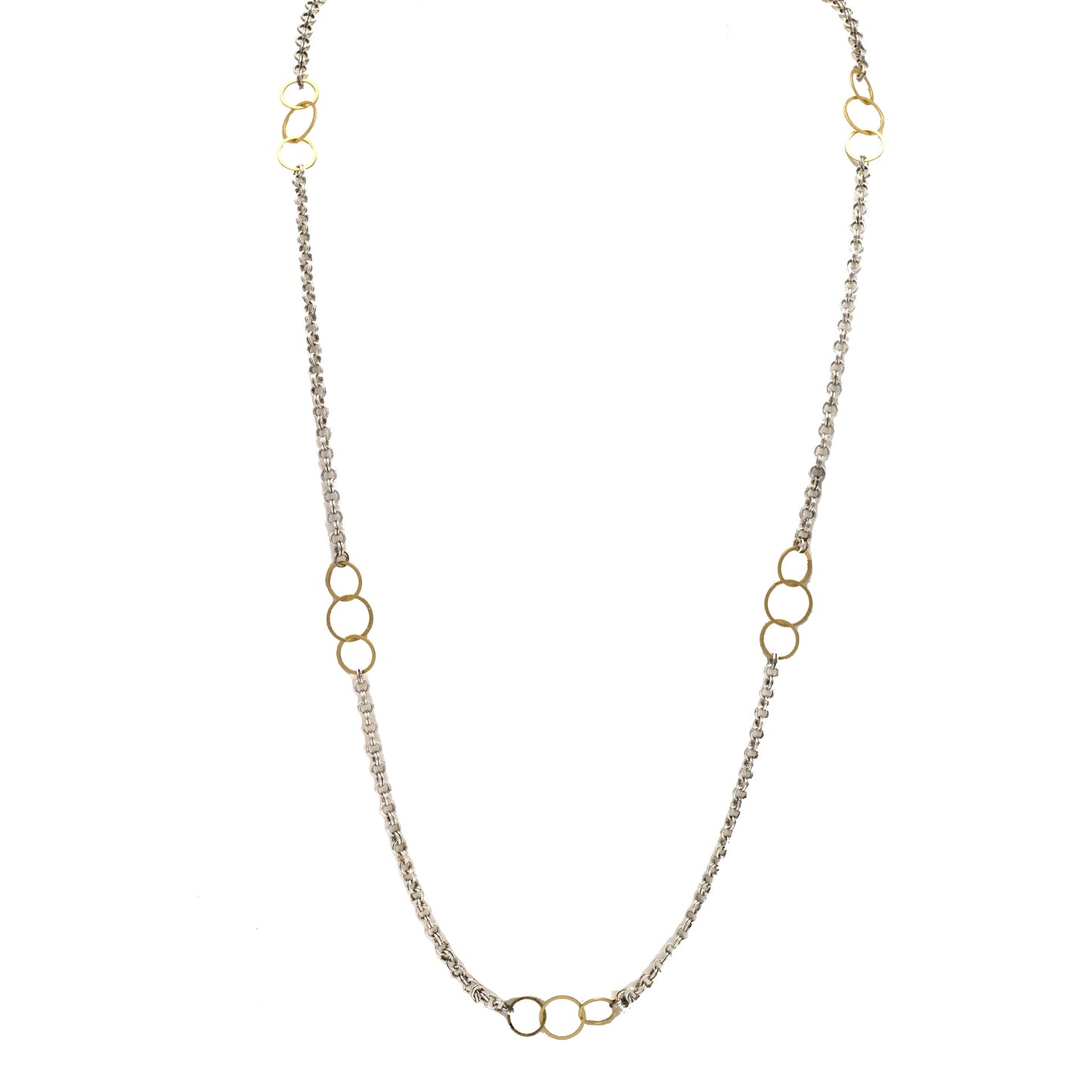 Allure Gold Trinity Long Necklace in Mixed Metal