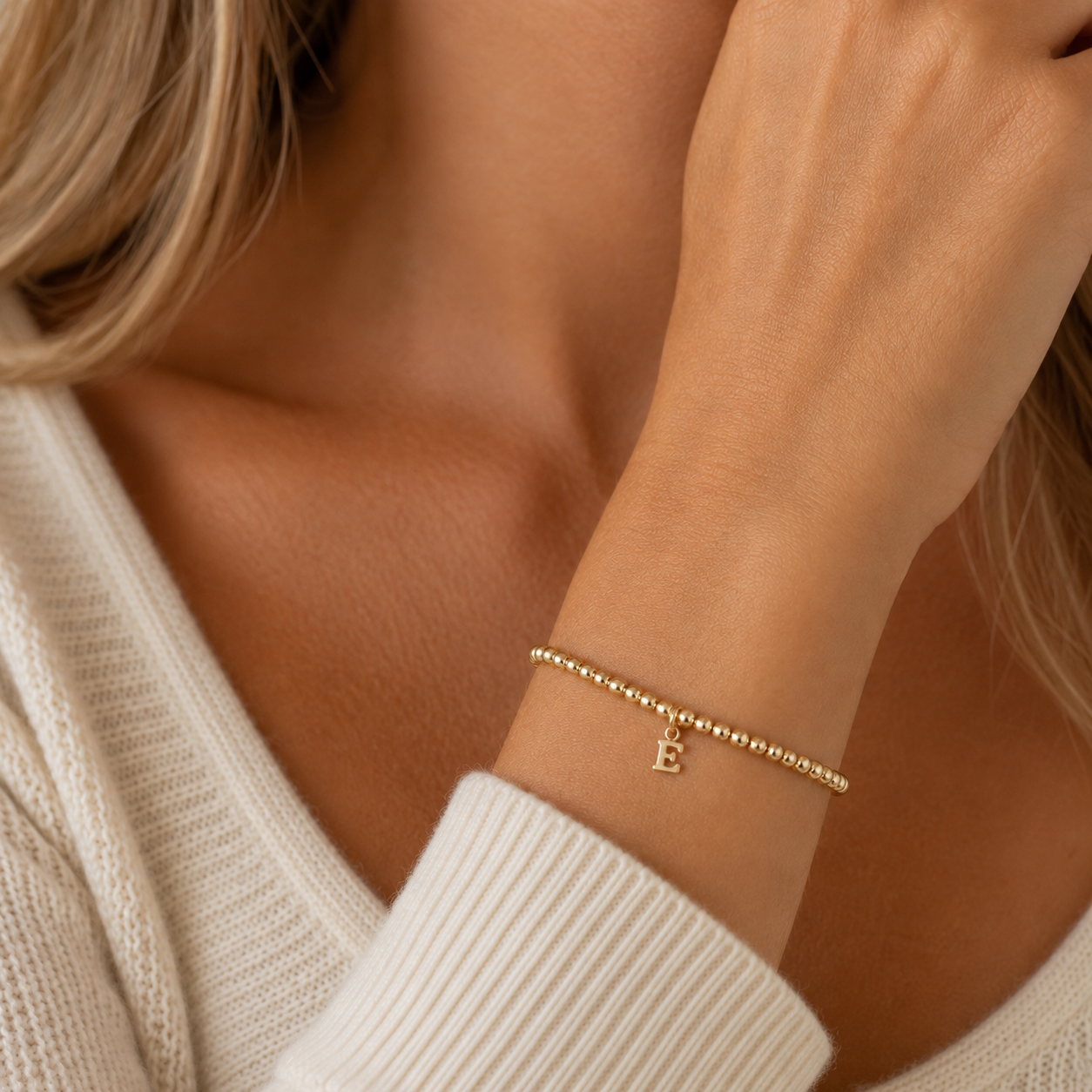 3mm Gold Filled Initial Charm Waterproof Bracelets erin gray