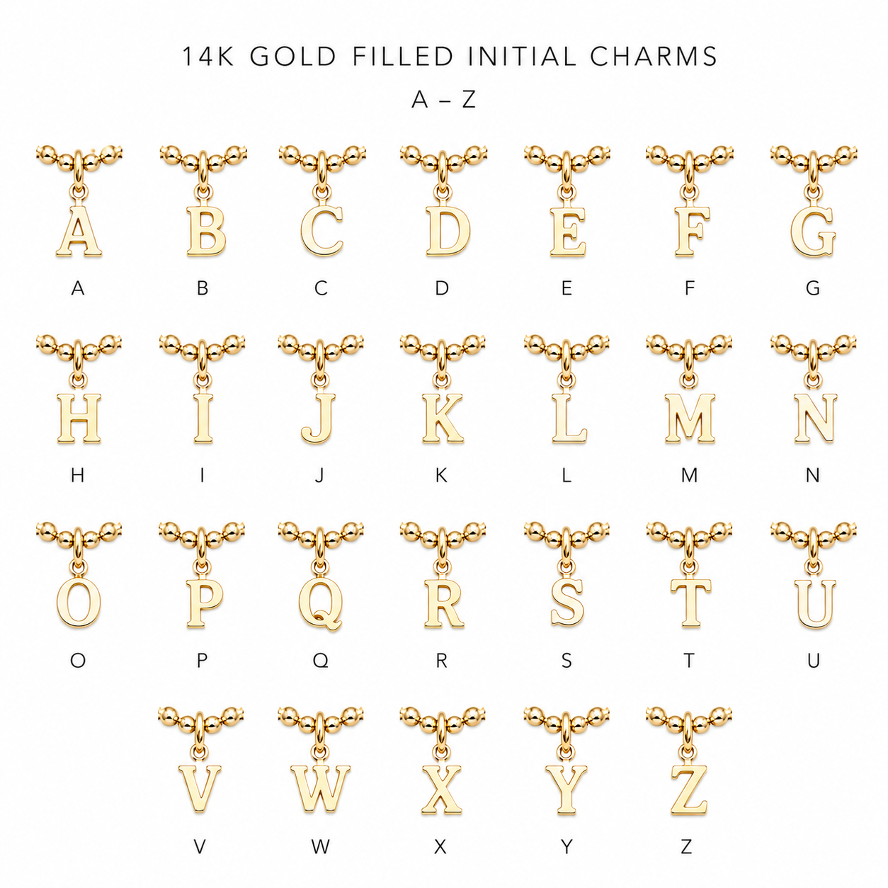 3mm Gold Filled Initial Charm Waterproof Bracelets erin gray