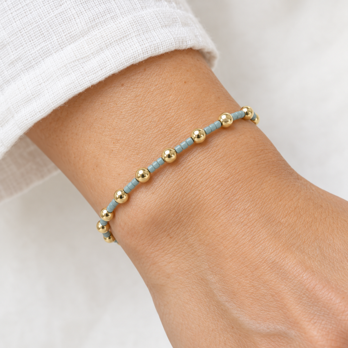 Final Few! Coastal Pale Blue Newport Gold filled Waterproof Bracelet erin gray