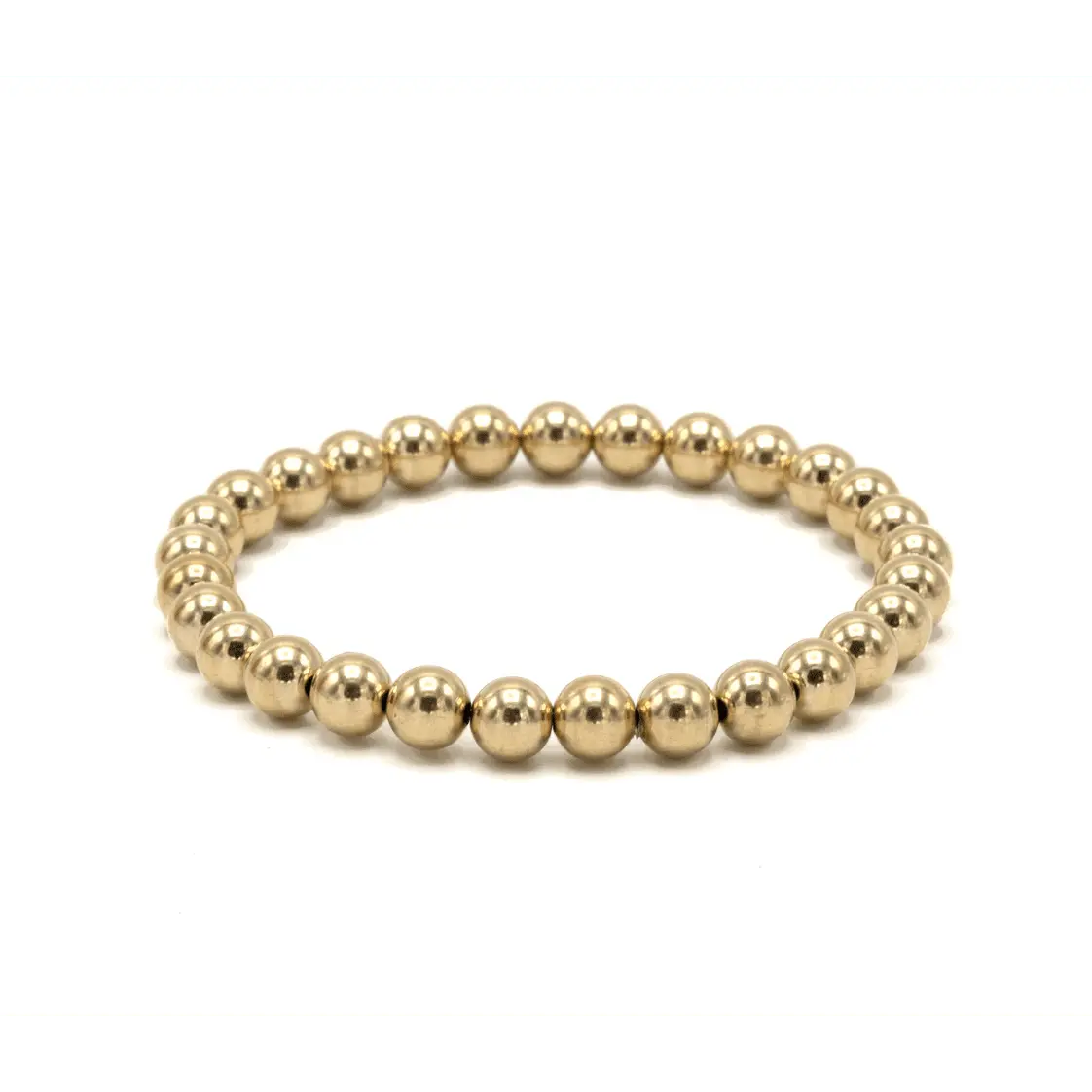 6mm waterproof 14k gold-filled karma bracelet by erin gray, featuring a sleek, polished gold jewelry design.