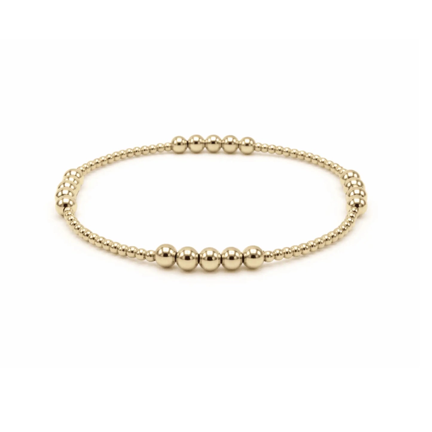 Gold-filled beaded bracelet with diamond charms from erin gray's The Hamptons collection, featuring 14k gold beads.